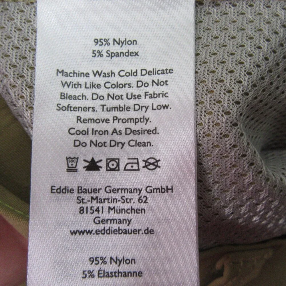 Eddie Bauer Mens Chino Tech Pants‎ 38 X 32 Tan Khaki Stretch Nylon Flat Front